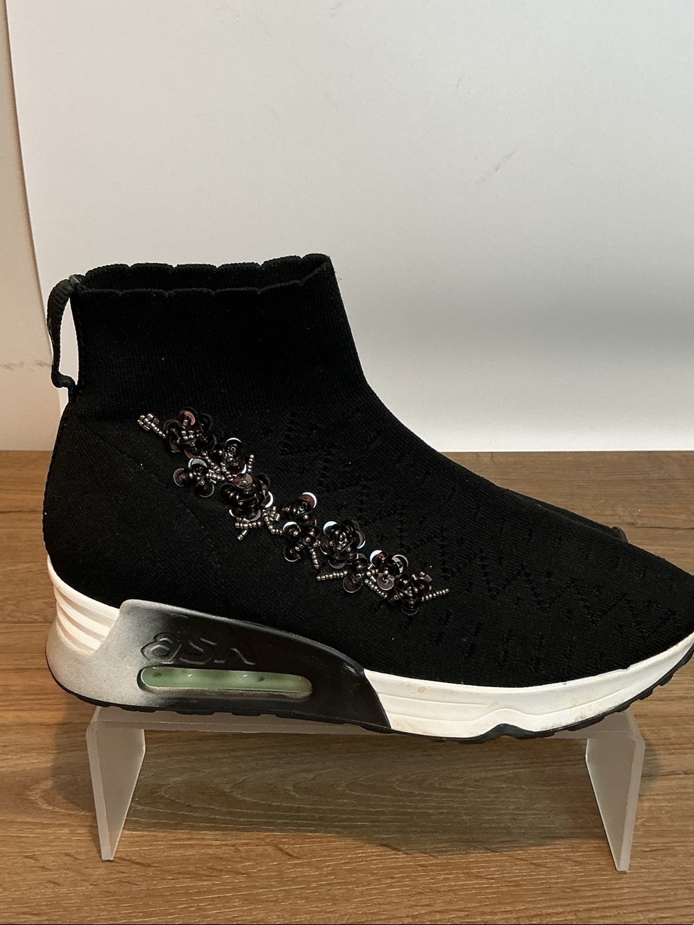 ASH Lotus Beads Embellished Sock Sneakers, size EU 38